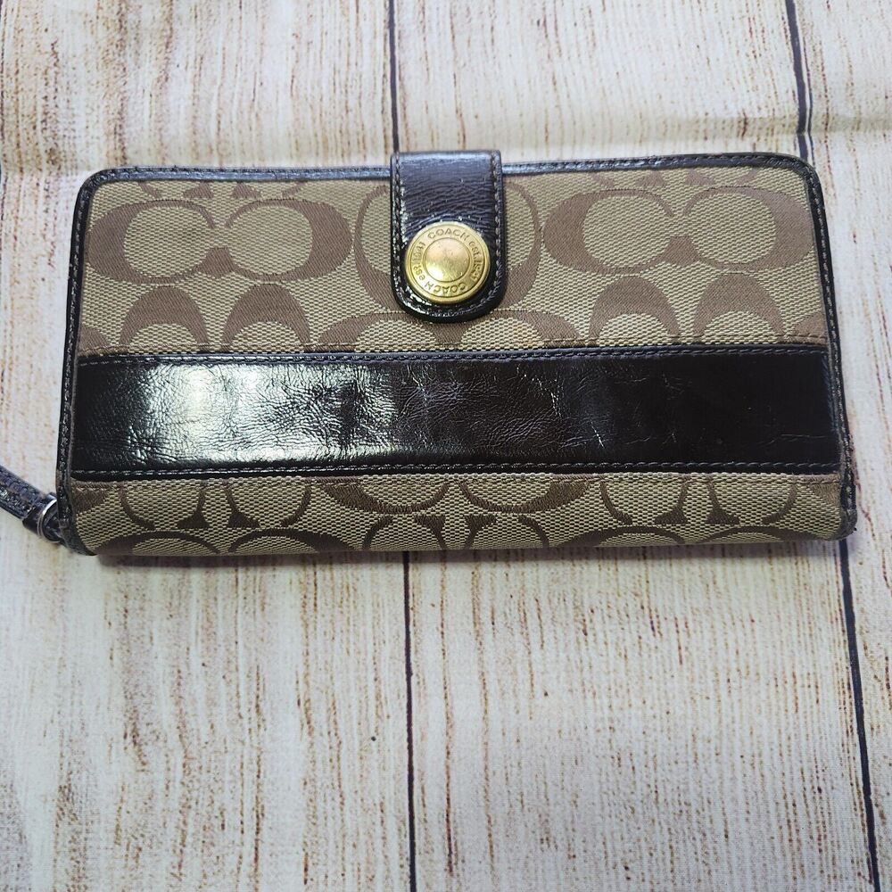 COACH Brown Signature Canvas Wallet